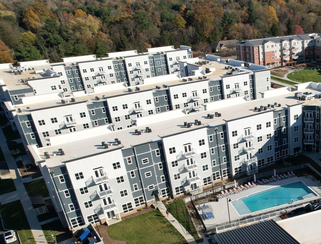 TPO flat roofing system on commercial building in Indiana